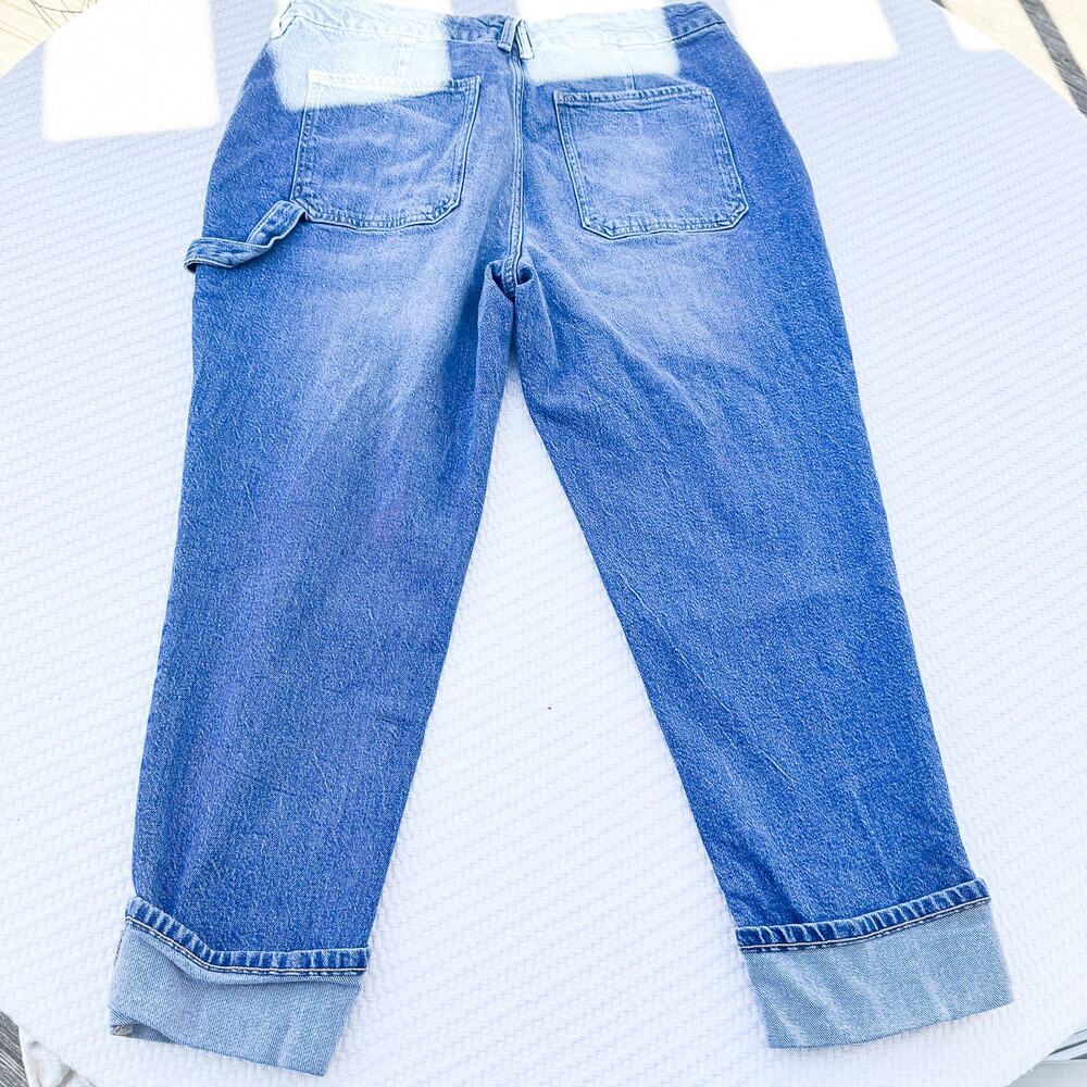 Good American The Weekender Petite Cuffed Carpenter Slim Denim Jean Size 14 / 32 - Picture 3 of 8